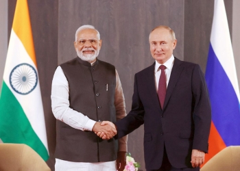 Vladimir Putin meets with Narendra Modi at the Shanghai Cooperation Organisation (SCO) leaders' summit in Samarkand, Uzbekistan, on Sept. 16, 2022.