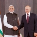 Vladimir Putin meets with Narendra Modi at the Shanghai Cooperation Organisation (SCO) leaders' summit in Samarkand, Uzbekistan, on Sept. 16, 2022.