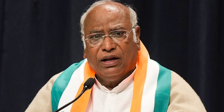 Congress president Mallikarjun Kharge speaks during celebrations after the party's win in Karnataka Assembly elections, in Bengaluru | PTI